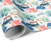 タイルクール張りキャンピングパターンパーティー ラッピングペーパー (ロールコーナー)