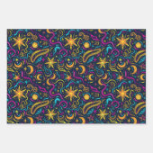 タイルクール銀河系パーティーパターン ラッピングペーパーシート (正面2)