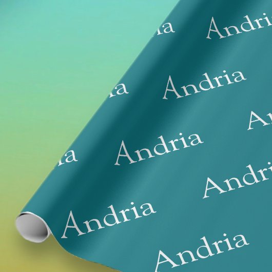 タイルシンプルモノグラム |編集可能な青（緑） ラッピングペーパー