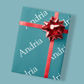 タイルシンプルモノグラム |編集可能な青（緑） ラッピングペーパー