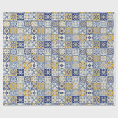 タイルスペインのの水色 ラッピングペーパー (フラット)