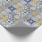 タイルスペインのの水色 ラッピングペーパー (角)