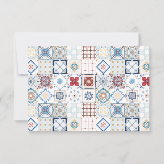 タイルスペインのウェディングRSVPカード 出欠カード (裏面)