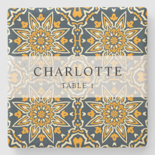 タイルスペインのパターカラフルン結婚の座席表 ストーンコースター