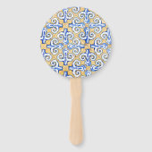 タイルスペインの – アズレジョ青、黄、白 ハンドファン (正面)