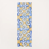 タイルスペインの – アズレジョ青、黄、白 ヨガマット (正面)