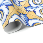 タイルスペインの – アズレジョ青、黄、白 ラッピングペーパー (ロールコーナー)