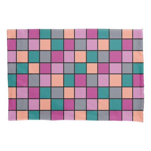 タイルパターンの大プリント 枕カバー (正面)