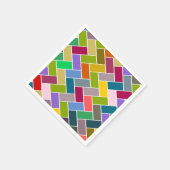 タイルパターンカラフルモザイク スタンダードカクテルナプキン (角)