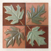 タイルパターン4カエデ離れルコースター ガラスコースター (正面)