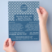 タイルパターン（の模様が）ある、フローラー、タイルインストーラーの広告 チラシ (手)