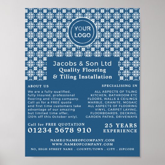 タイルパターン（の模様が）ある、フローラー、タイルインストーラーの広告 ポスター (正面)