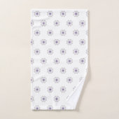 タイルパープルと金ゴールドフローラルックフラクタルアート バスタオルセット (ハンドタオル)