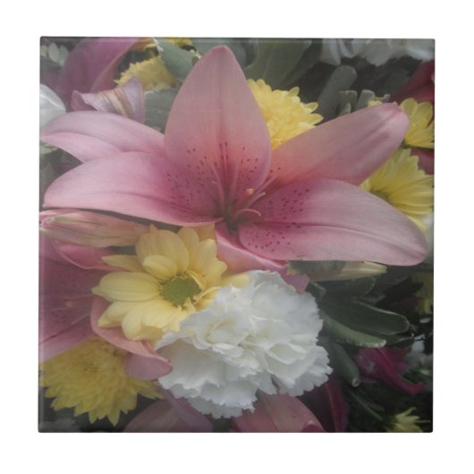 タイルピンクリリー美しい タイル (正面)