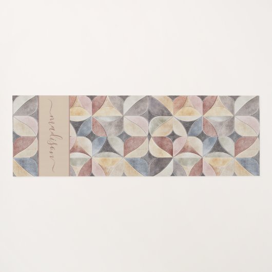 タイルモダンニュートラル抽象芸術モノグラム ヨガマット (裏面(横))