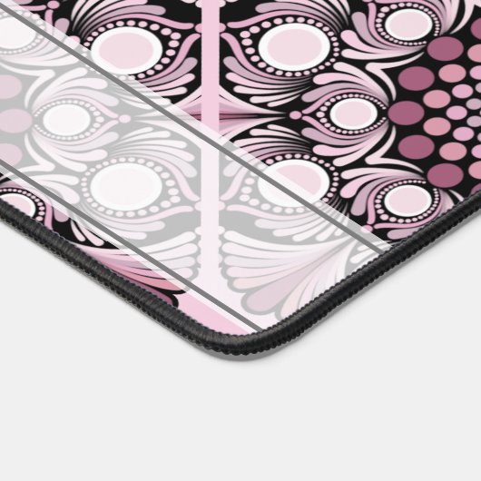 タイルモノグラムのダスキーバラさくらんぼブロッサムマンダラ デスクマット (コーナー)