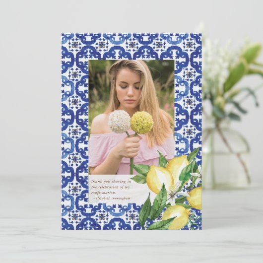 タイルレモン地中海のの確認 サンキューカード (スタンド正面)