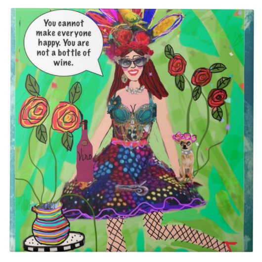 タイル三獣壁アートセラミックタイルあなたはeを作ることができない タイル (正面)