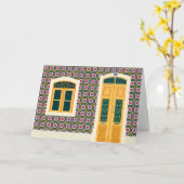 タイル付きリスボンハウス カード (黄色い花)