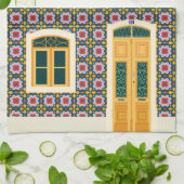 タイル付きリスボンハウス キッチンタオル (折り畳み)