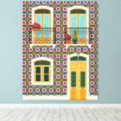 タイル付きリスボンハウス キャンバスプリント (インサイチュ (ウッドフロア))