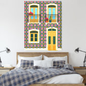 タイル付きリスボンハウス キャンバスプリント (インサイチュ (寝室))