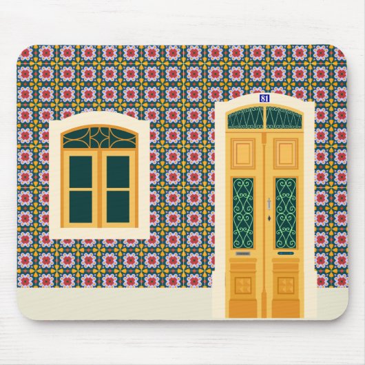 タイル付きリスボンハウス マウスパッド (正面)