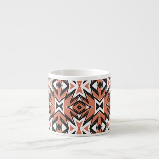 タイル伝統的、民族珊瑚の幾何学的。 エスプレッソカップ (正面)