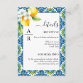 タイル地中海のとレモンの詳細結婚の エンクロージャーカード (正面)