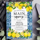 タイル地中海のとレモンブライダルシャワー 招待状