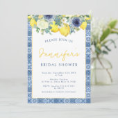 タイル地中海のとレモンブライダルシャワー 招待状 (スタンド正面)