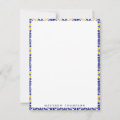 タイル地中海のの青と黄色のパターン名 ノートカード (正面)