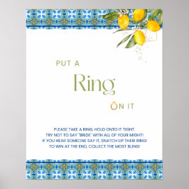 タイル地中海のはItリングや輪を置くブライダルシャワー ポスター