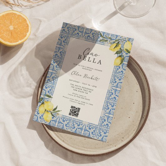 タイル地中海のアマルフィカプリブライダルシャワー 招待状