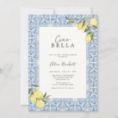 タイル地中海のアマルフィカプリブライダルシャワー 招待状 (正面)