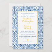 タイル地中海のイエローブルー結婚ズ 招待状 (正面)