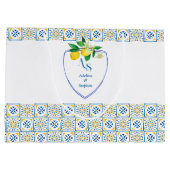 タイル地中海のイタリアブルークレストレモンズ結婚ズ ラージペーパーバッグ (裏面)