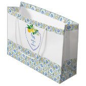 タイル地中海のイタリアブルークレストレモンズ結婚ズ ラージペーパーバッグ (正面アングル)