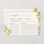 タイル地中海のイタリアンブライダルシャワーレシピ エンクロージャーカード (正面/裏面)