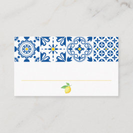 タイル地中海のウォーターカラーレモンズ結婚ーズ プレイスカード