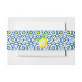 タイル地中海のウォーターカラーレモンズ結婚ーズ 招待状ベリーバンド