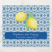 タイル地中海のウォーターカラーレモン結婚式の引き出物 リキュールボトルラベル (シングルラベル)