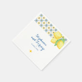 タイル地中海のウォーターカラーレモン スタンダードカクテルナプキン (角)