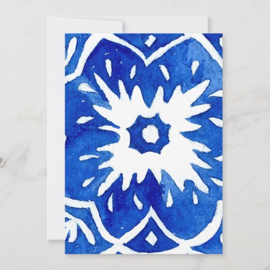 タイル地中海のコバルトブルー&ホワイト結婚ズ 招待状 (裏面)