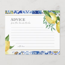 タイル地中海のシトラスブライドアドバイスカード