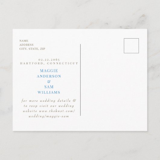 タイル地中海のスクエアウェディング日付を保存 ポストカード (裏面)