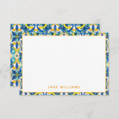 タイル地中海のパターパーソナライズされたン ノートカード (正面/裏面)