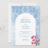 タイル地中海のパターンブライダルシャワー 招待状 (正面)