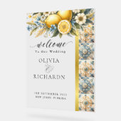 タイル地中海のフラワーイタリアンポジターノレモン アクリルサイン (傾斜)