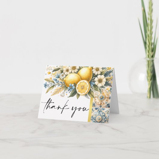 タイル地中海のフラワーイタリアンポジターノレモン サンキューカード (正面)